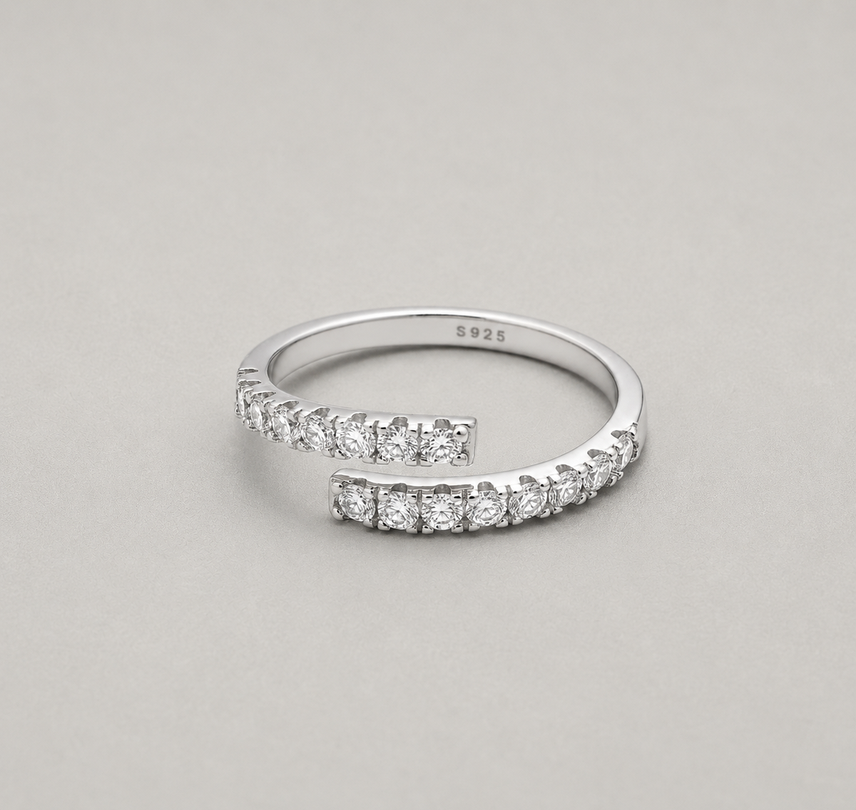 Modern Bypass Ring with Radiant Double-Row Pavé