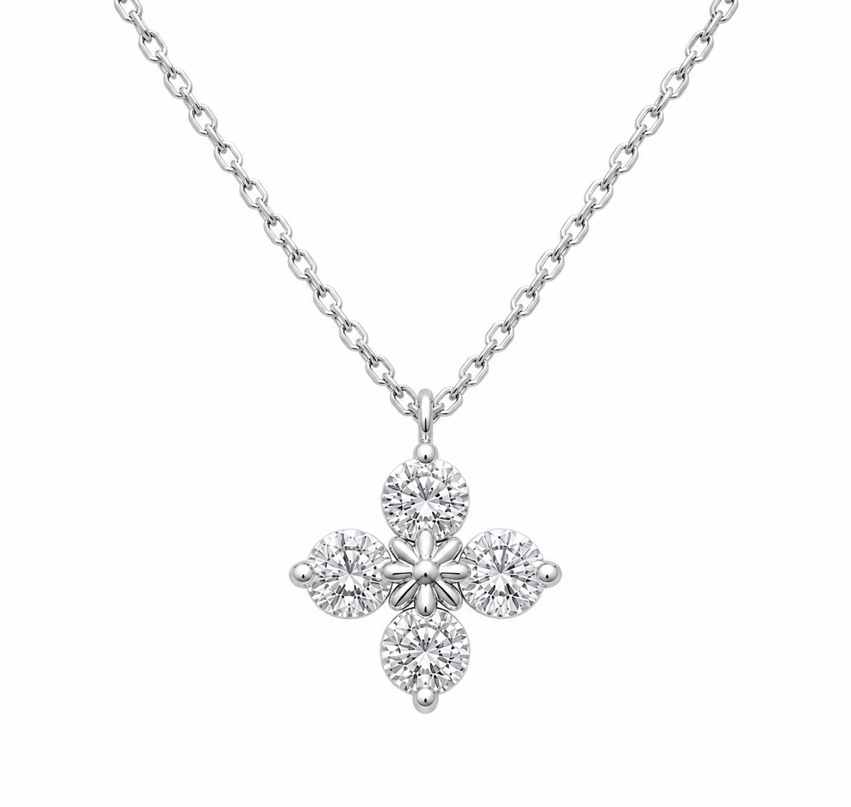 Radiant Four-Petal Flower Necklace