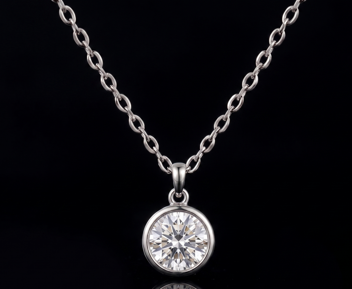 Classic Bezel-Set Brilliant Round Solitaire Necklace