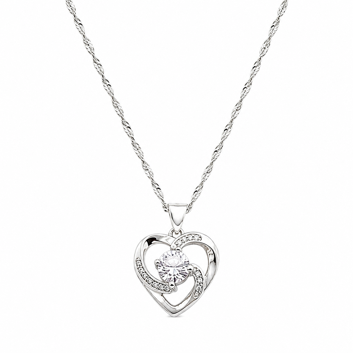 Shimmering Heart Necklace & Earring Set