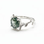 Round Moss Agate Vine Ring