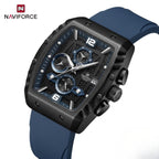 NAVIFORCE 8025 Men’s  Designer Watch – New Quartz Chronograph with Rubber Strap - Blue