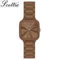 Scottie 9718 Women’s Luxury Square Watch – Stainless Steel Quartz with Brown Color