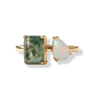 Moss Agate and Opal Ring