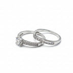 Overlapping Solitaire Silver Ring set