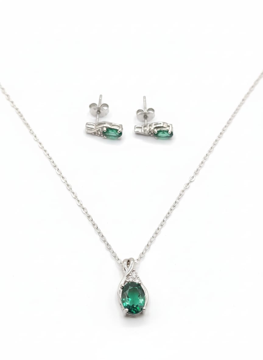Oval Blue Green Zircon Jewelry Set