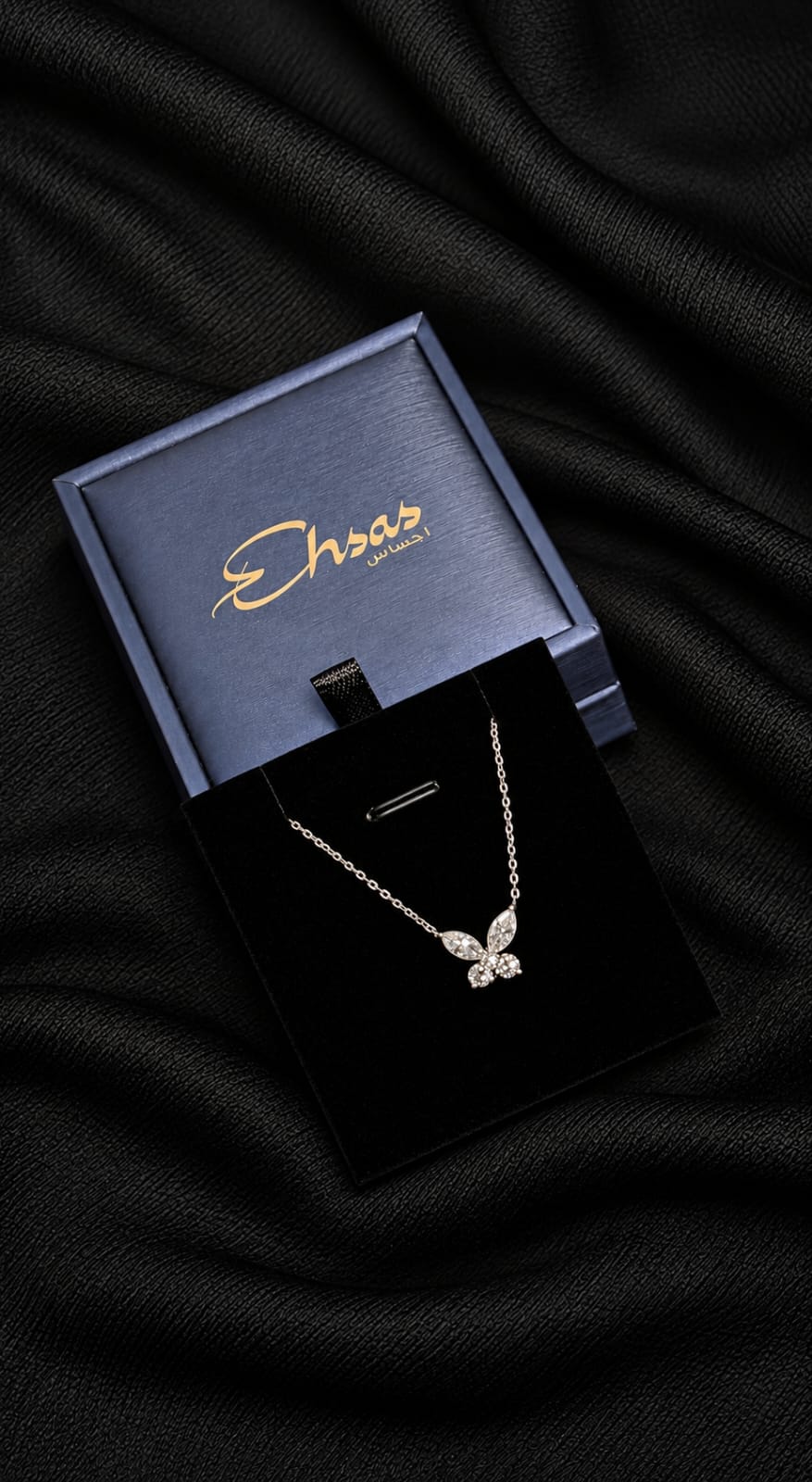 Radiant Silver Moissanite Butterfly Pendant