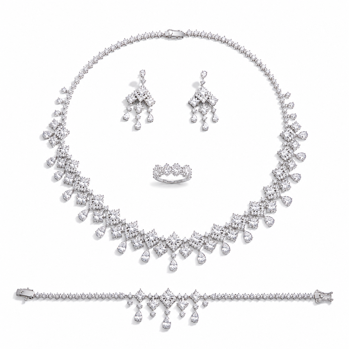 Radiant Square and Pear-Cut Crystals Set
