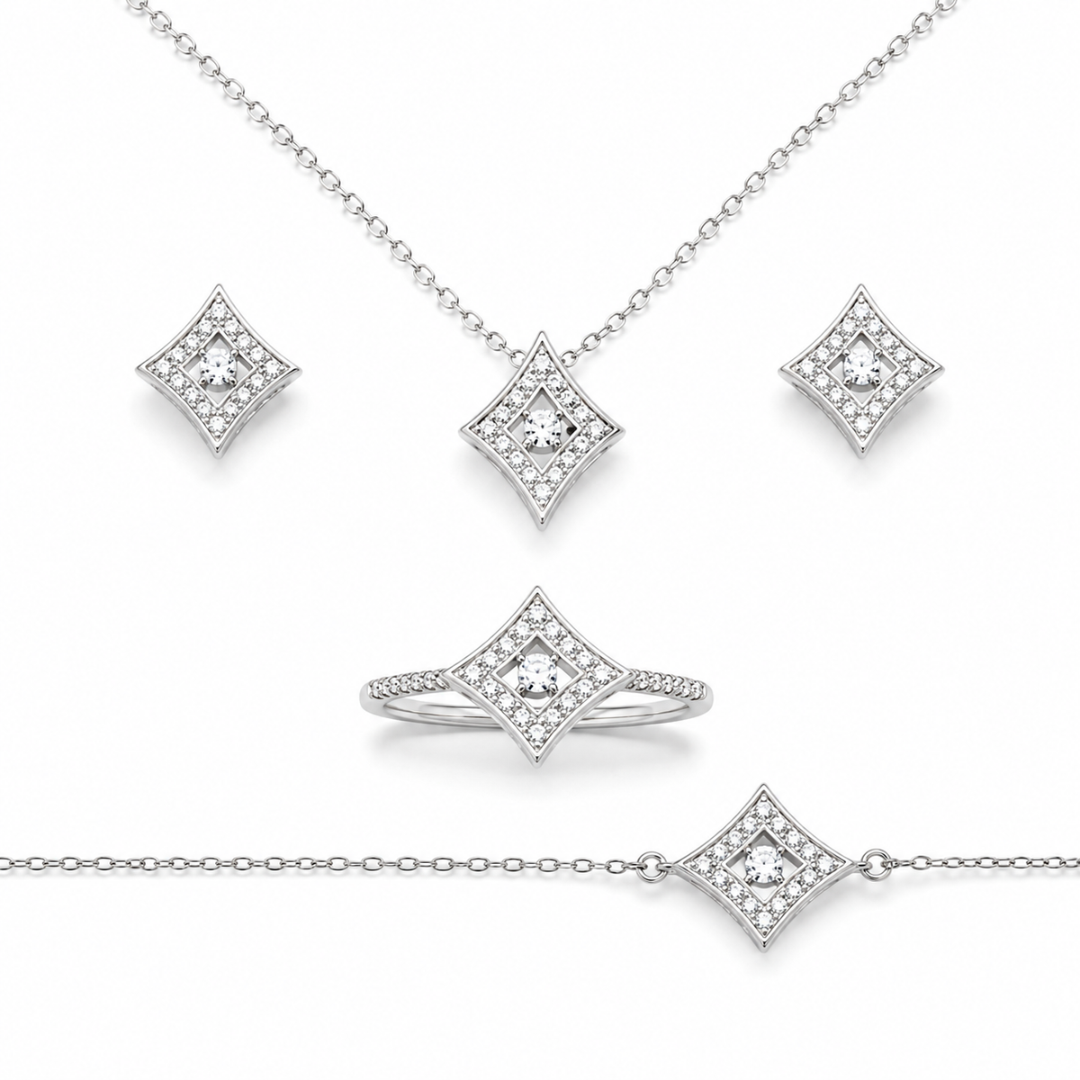 Geometric Rhombus Cut-Out Jewelry Set