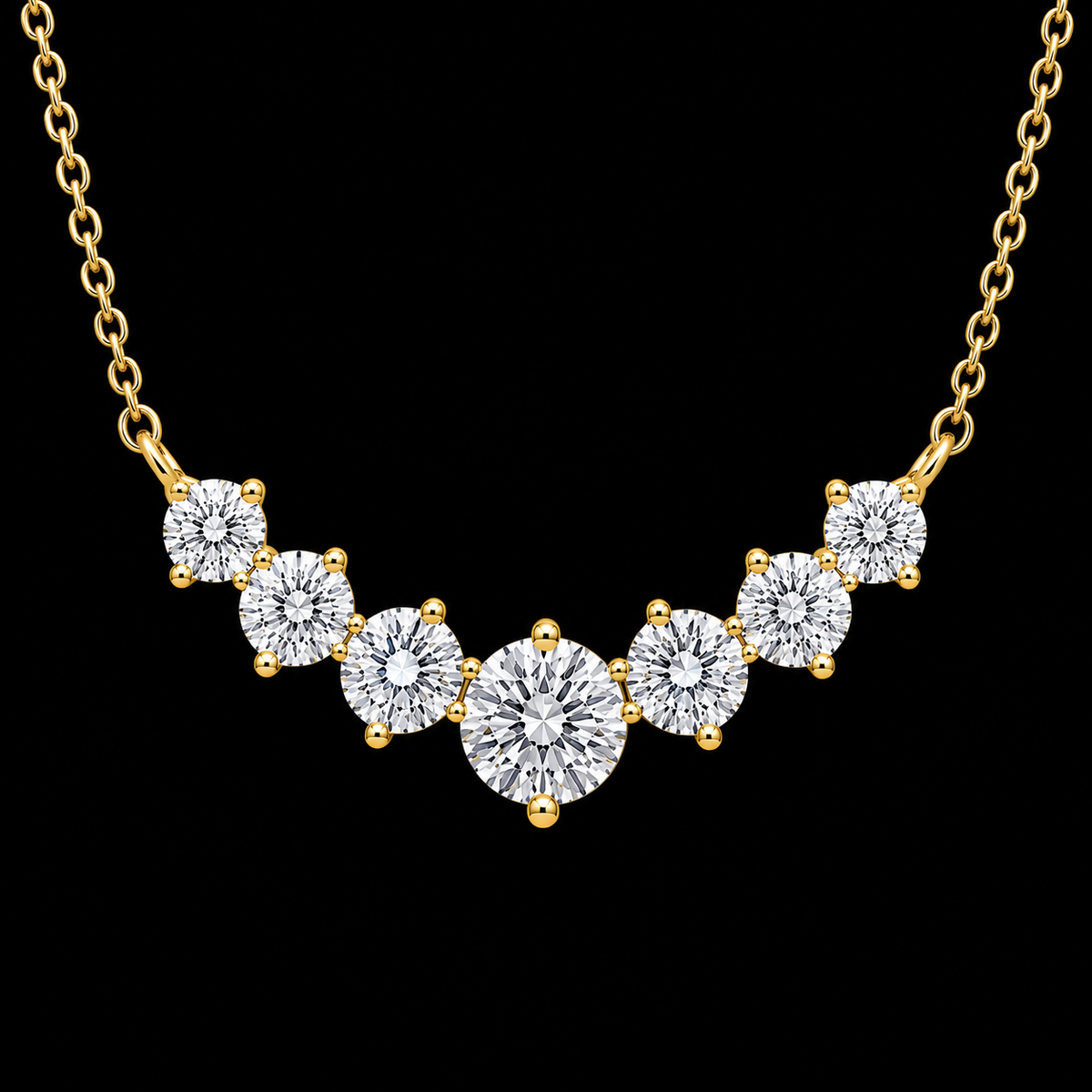 Sterling Silver Moissanite Seven-Stone Necklace