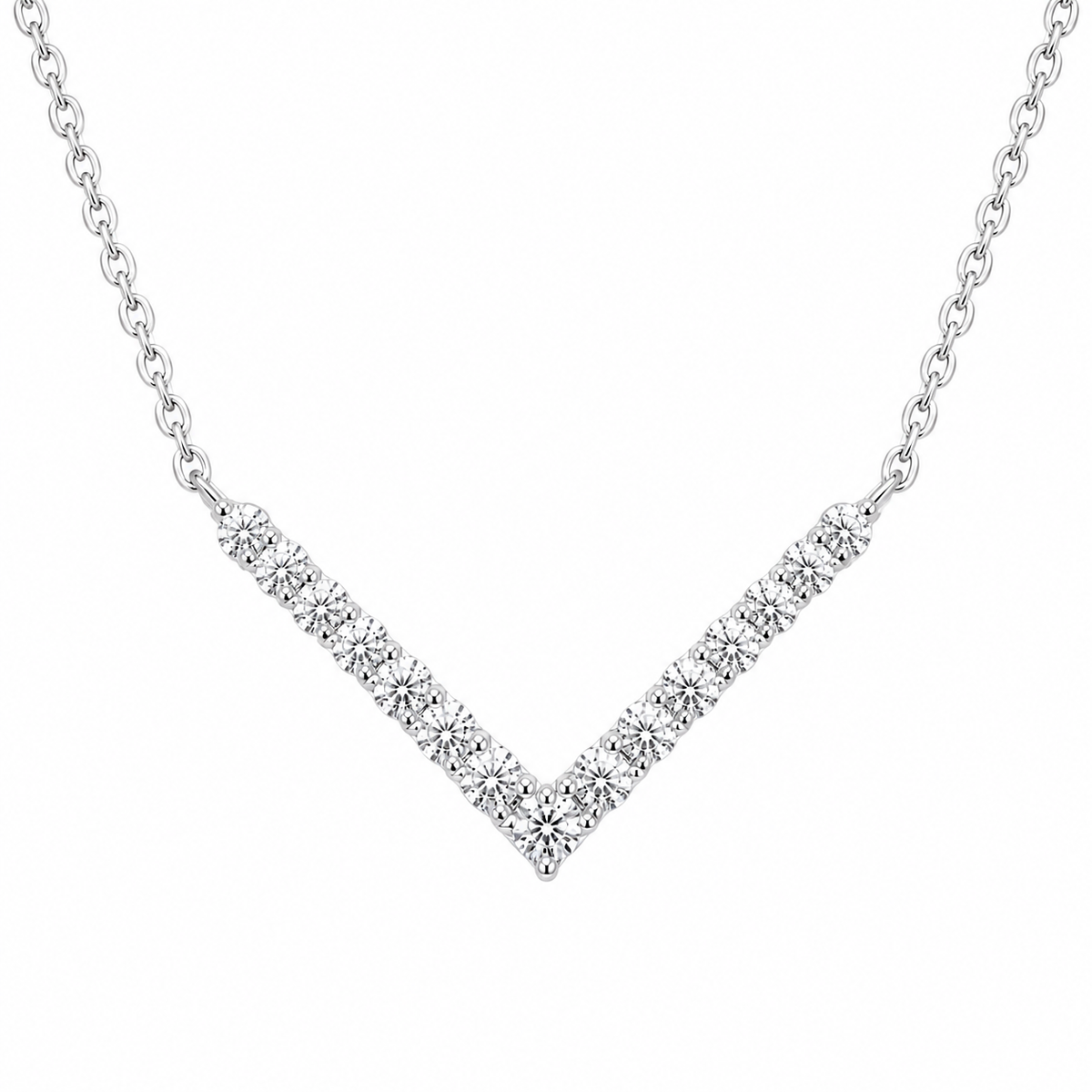 V-Shaped Moissanite Silver Pendant