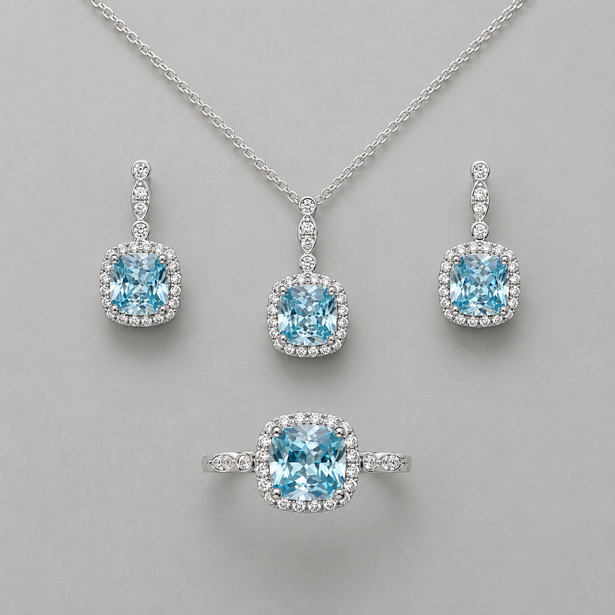 Ice-Blue Zircon Jewelry Set