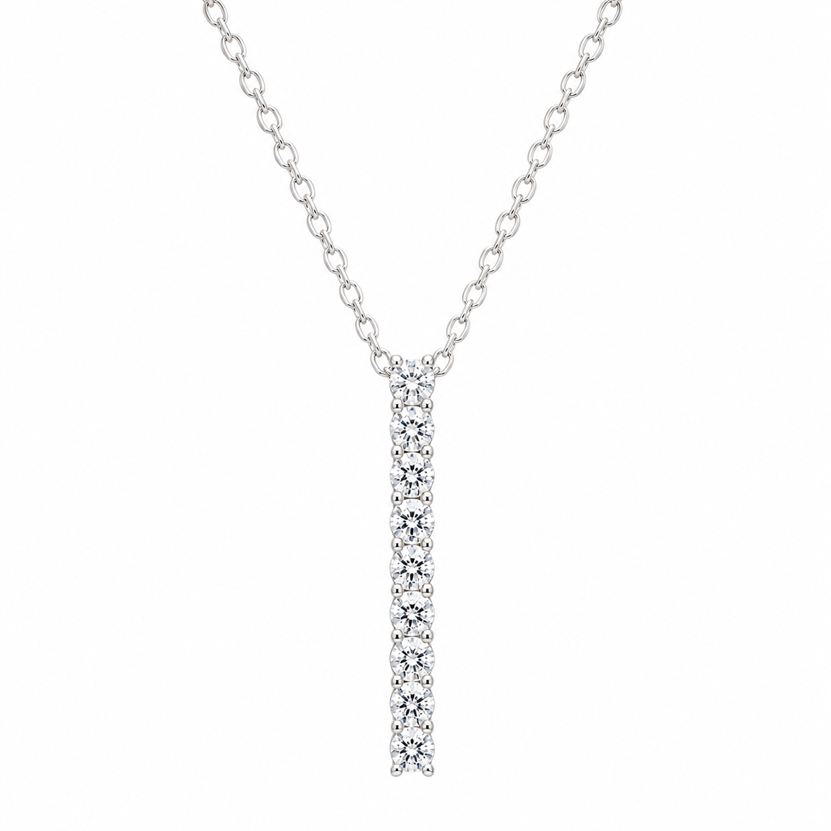 Sleek Linear Crystal Moissanite Pendant