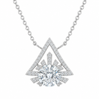 Triangular Halo Silver Moissanite Pendant