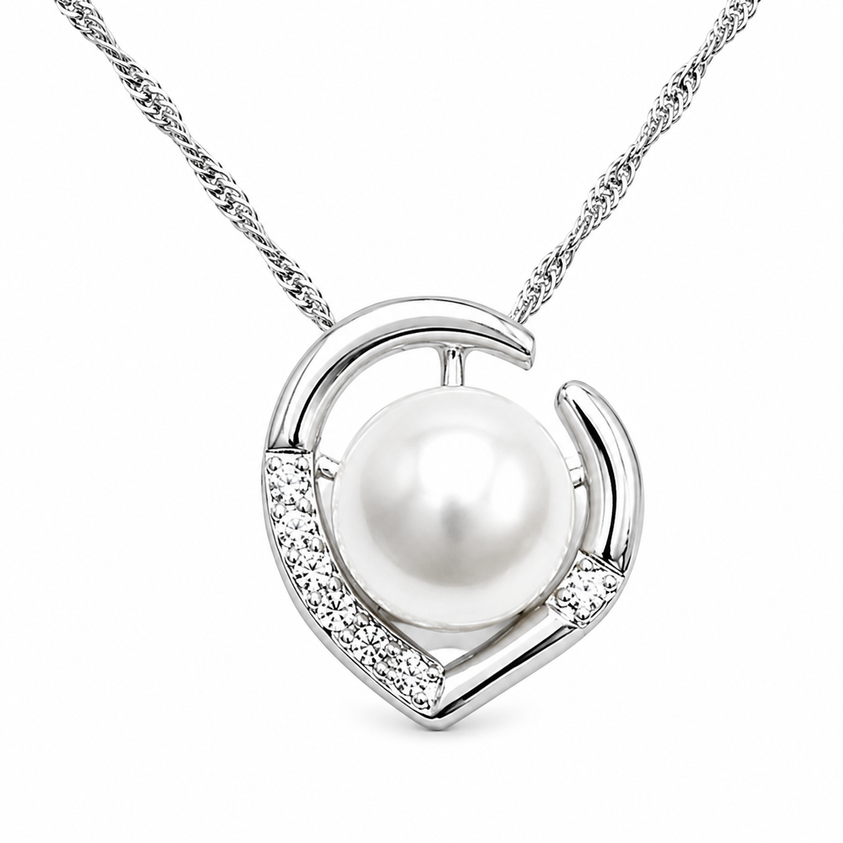 Crescent Pearl Necklace & Earring Set
