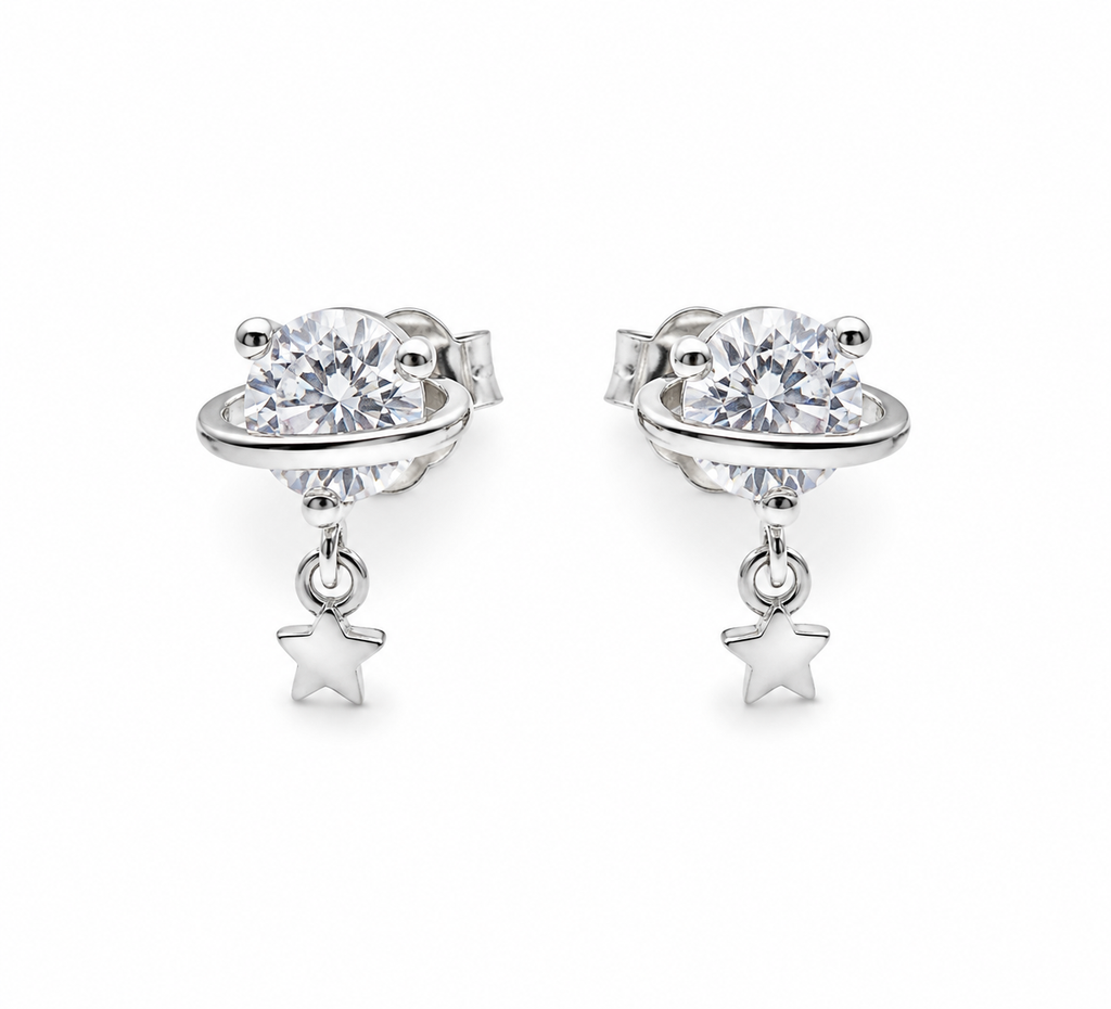 Heart-Cut Crystal Stud Earrings (For Kids)