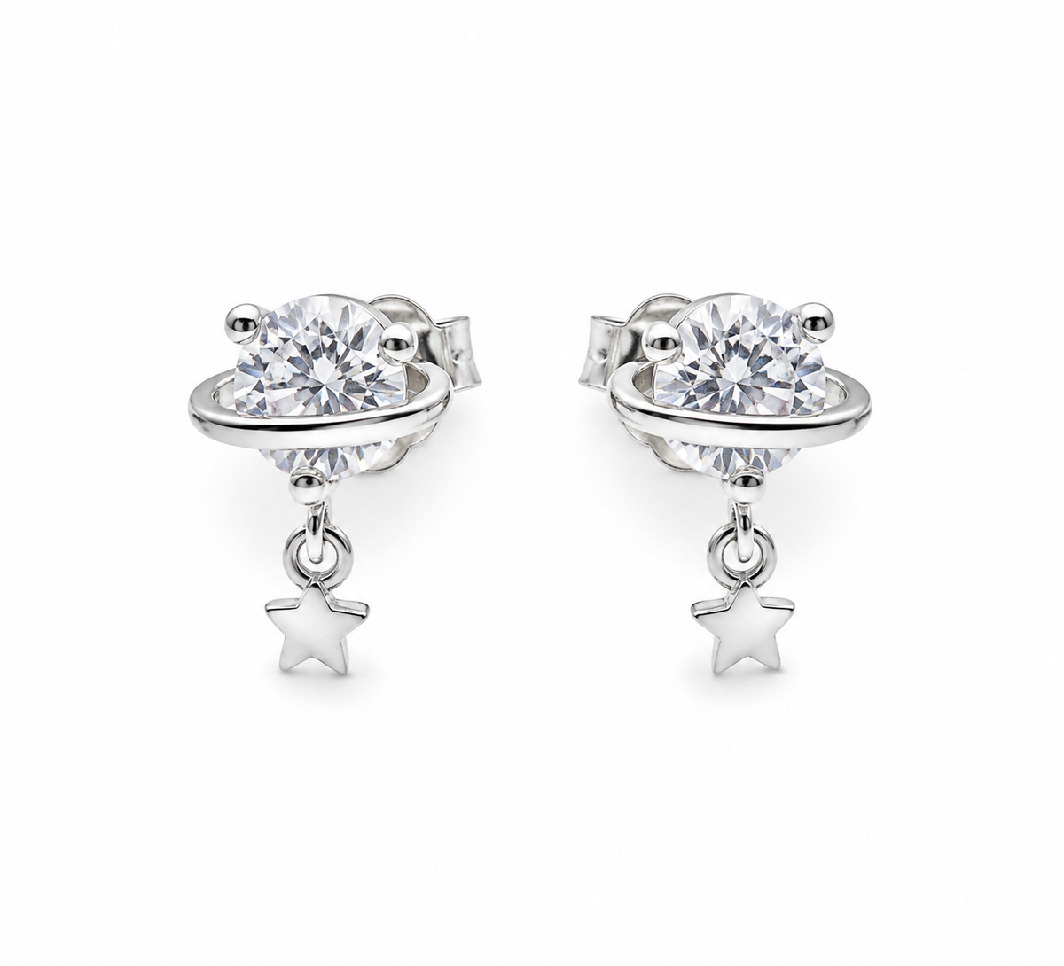 Heart-Cut Crystal Stud Earrings (For Kids)