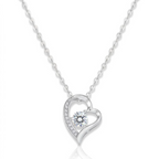 Vivid Heart Silver Moissanite Pendant