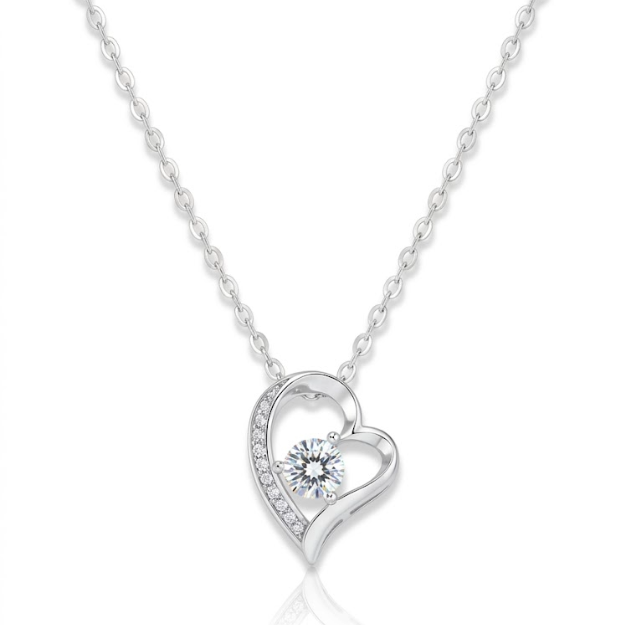 Vivid Heart Silver Moissanite Pendant