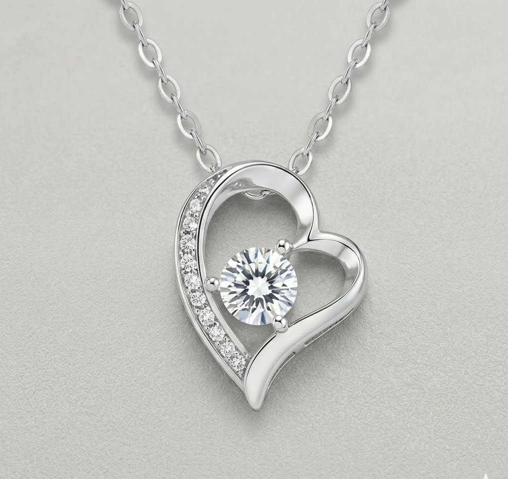 Vivid Heart Silver Moissanite Pendant