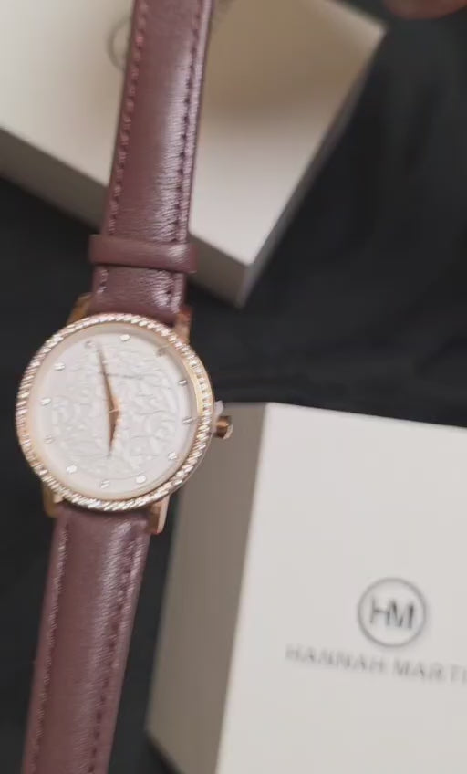 Hannah Martin 1073 New Women’s Fashion Watch – Ladies’ Quartz Wristwatch  Brown and White