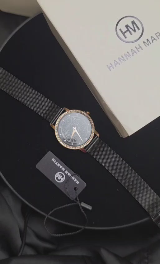 Hannah Martin 1073 New Women’s Fashion Watch – Ladies’ Quartz Wristwatch  Rose Gold and Black