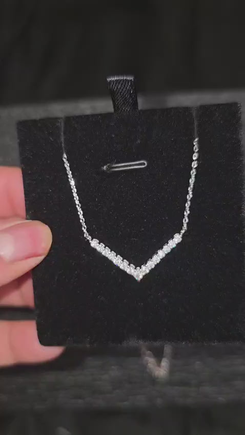 V-Shaped Moissanite Silver Pendant