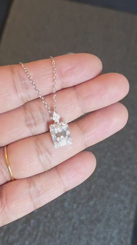 Radiant Emerald-Cut Silver Moissanite Pendant