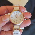 OLEVS 5877 Women’s Luxury Ceramic Watch – Designer Casual Quartz Wristwatch with Matching Bracelet White