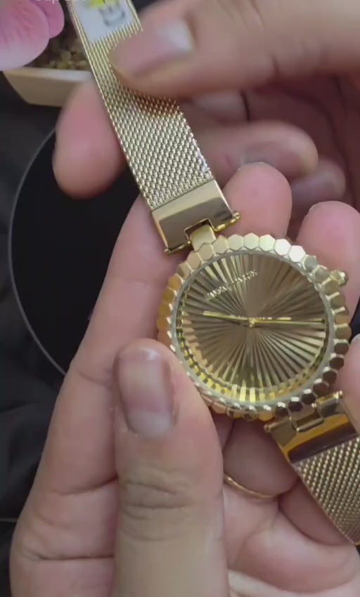 HANNAH MARTIN 1571 Women’s Fashion Watch – Unique Simple Design with Japanese Quartz & Stainless Steel Gold